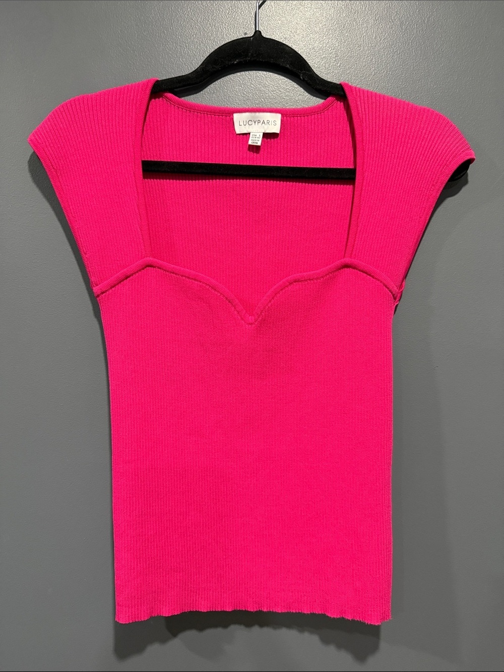 Lucy Paris Fuchsia Sweetheart Ribbed Tank